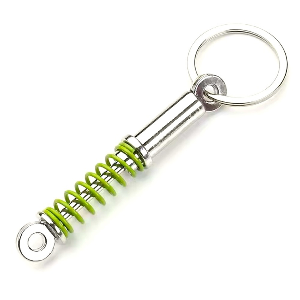 Green Shock Absorber Keychain Car Coil Spring Key Ring Metal